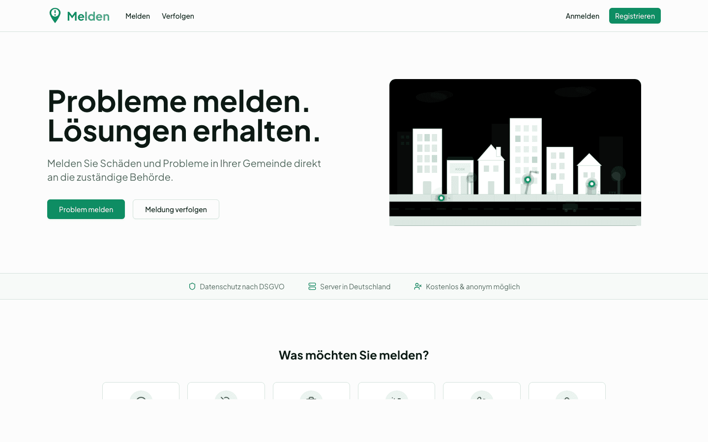 Melden homepage